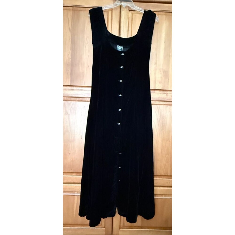 MARTIN McCrea Black Velvet Dress Floor-Length Cocktail Formal Sleeveless Size M